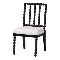 bali & pari Deya Bobbin Dining Chair - Wood Side Chair with Upholstered Seat and Spindle Backrest, Black